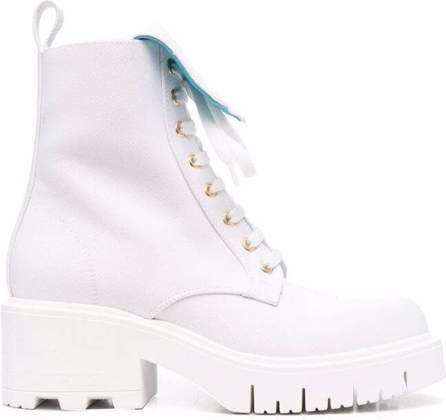 Chiara Ferragni logo-embossed lace-up boots White