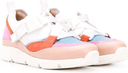 Chloé Kids contrast-panel cross-strap trainers White