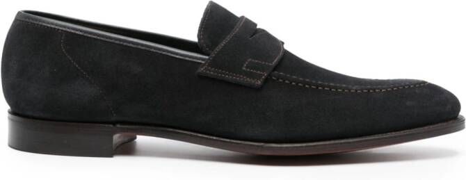 Crockett  Jones almond-toe suede loafers Blue