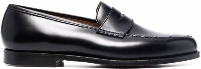 Crockett  Jones almond-toe leather loafers Black