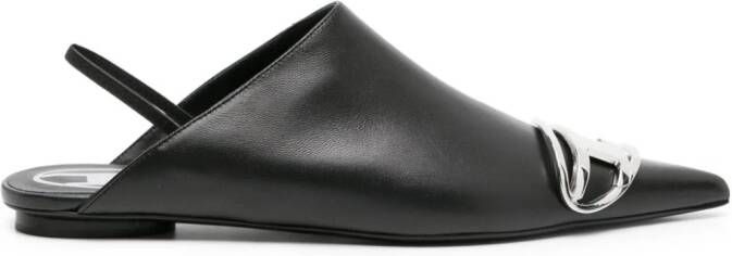 Diesel logo-plaque leather pumps Black