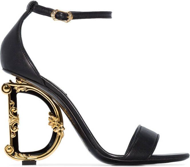 Dolce  Gabbana Baroque DG 105mm leather sandals Black