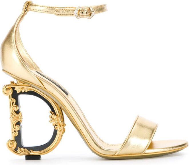 Dolce  Gabbana Baroque DG 105mm leather sandals Gold