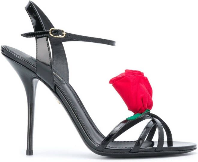 Dolce  Gabbana 105mm Keira rose-applique sandals Black