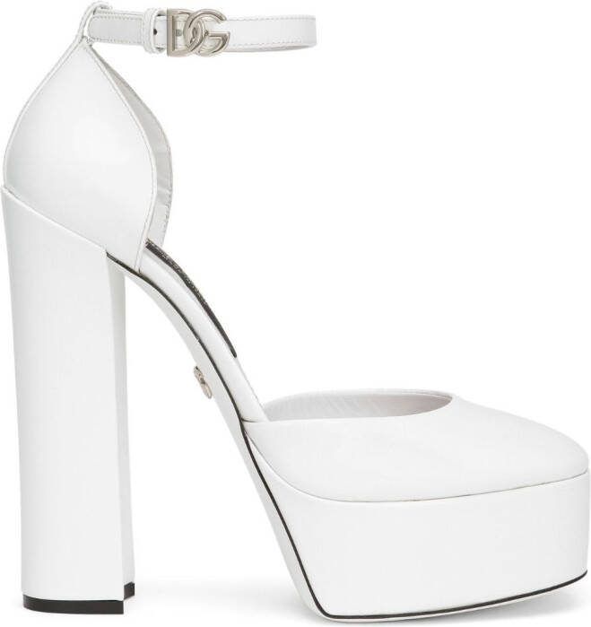 Dolce  Gabbana 105mm patent-leather platform pumps White