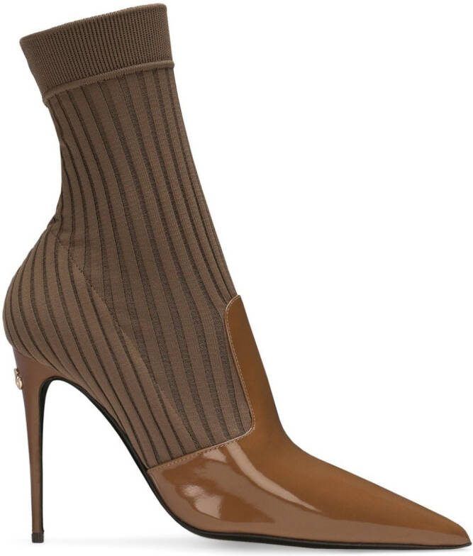 Dolce  Gabbana 105mm pointed-toe ankle boots Brown