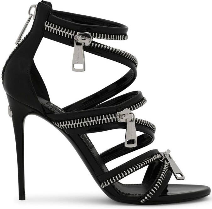 Dolce  Gabbana 105mm zip-detail sandals Black