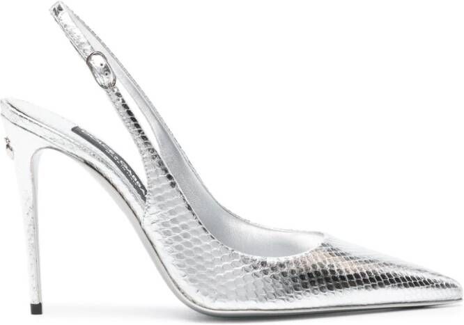 Dolce  Gabbana 120mm metallic snakeskin pumps Silver
