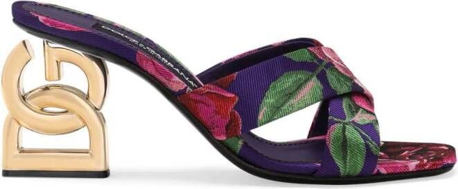 Dolce  Gabbana floral-jacquard sandals Purple