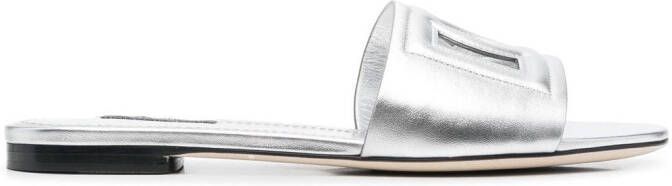 Dolce  Gabbana 3D logo flat sandals Silver