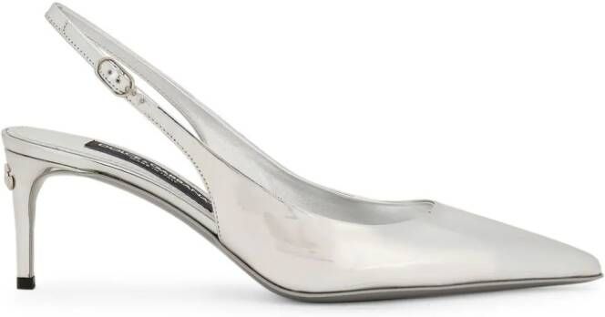 Dolce  Gabbana 60mm calfskin slingback pumps Silver