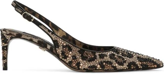 Dolce  Gabbana 60mm leopard-print slingback pumps Brown