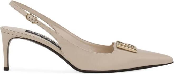 Dolce  Gabbana 60mm logo-plaque slingback pumps Neutrals