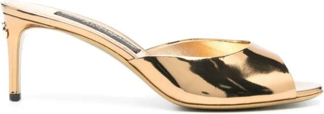 Dolce  Gabbana 70mm metallic-finish leather sandals Gold