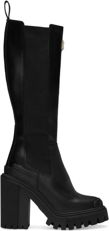 Dolce  Gabbana 90mm logo-plaque slip-on boots Black