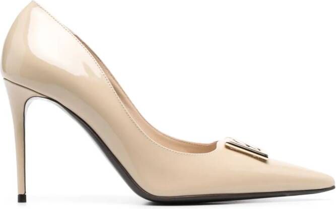 Dolce  Gabbana 95mm logo-plaque leather pumps Neutrals