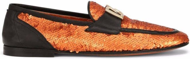 Dolce  Gabbana Ariosto sequin-embellished slippers Orange