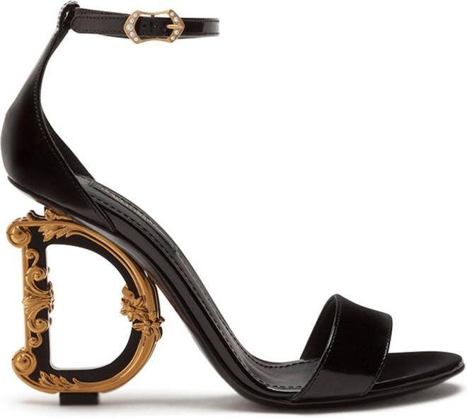 Dolce  Gabbana Baroque DG 105mm leather sandals Black