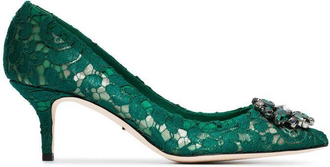 Dolce  Gabbana Rainbow Lace 60mm brooch-detail pumps Green