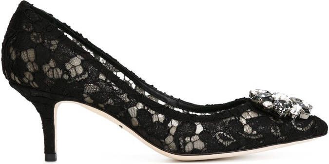 Dolce  Gabbana Rainbow Lace 60mm brooch-detail pumps Black