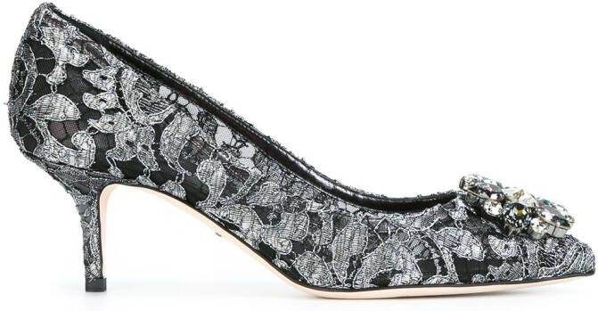 Dolce  Gabbana Rainbow Lace 60mm brooch-detail pumps Black