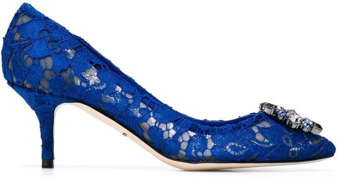 Dolce  Gabbana Rainbow Lace 60mm brooch-detail pumps Blue