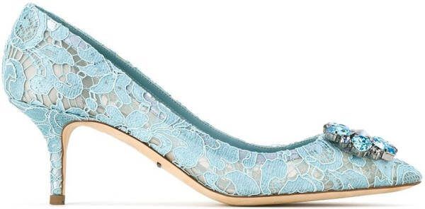 Dolce  Gabbana Rainbow Lace 60mm brooch-detail pumps Blue
