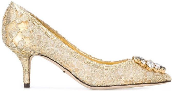 Dolce  Gabbana Rainbow Lace 60mm brooch-detail pumps Metallic