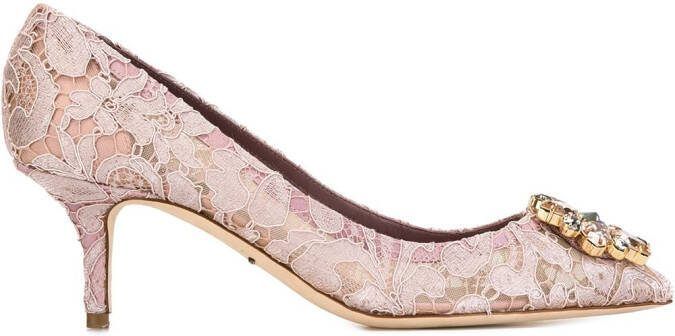 Dolce  Gabbana Rainbow Lace 60mm brooch-detail pumps Pink