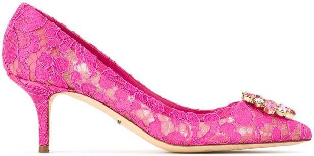 Dolce  Gabbana Taormina-lace crystal-embellished pumps Pink