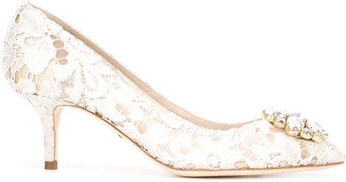 Dolce  Gabbana 60mm Lace Rainbow brooch-detail pumps Grey