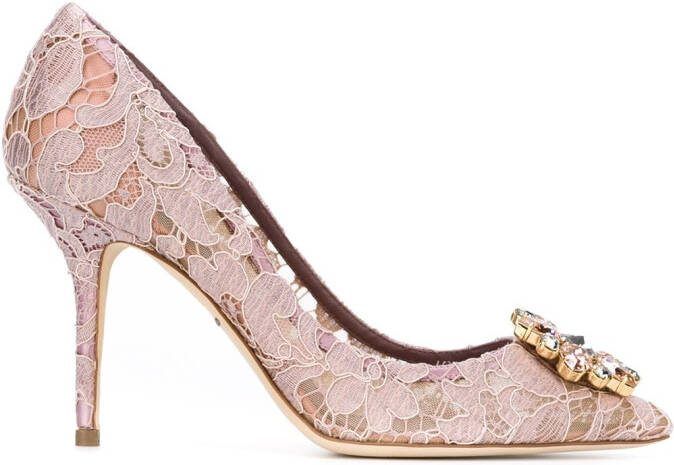 Dolce  Gabbana Rainbow Lace 90mm brooch-detail pumps Pink