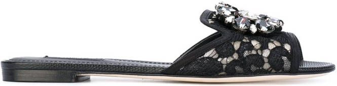 Dolce  Gabbana Rainbow Lace brooch-detail sandals Black