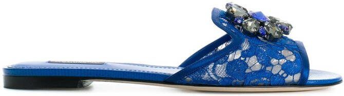 Dolce  Gabbana Rainbow Lace brooch-detail sandals Blue
