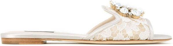 Dolce  Gabbana Lace Rainbow brooch-detail sandals Metallic