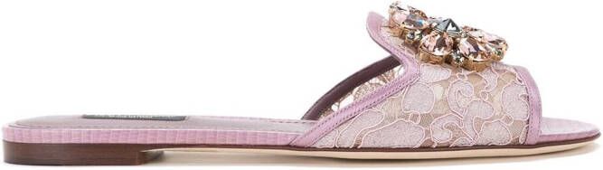 Dolce  Gabbana Rainbow Lace brooch-detail sandals Pink
