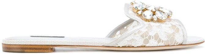 Dolce  Gabbana Rainbow Lace brooch-detail sandals Grey