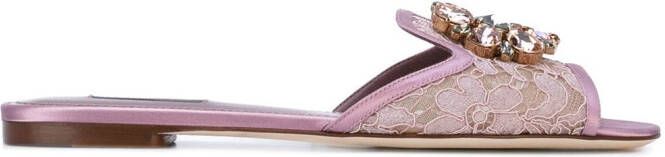 Dolce  Gabbana Rainbow Lace brooch-detail sandals Pink
