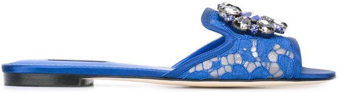 Dolce  Gabbana Rainbow Lace brooch-detail sandals Blue