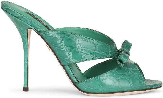 Dolce  Gabbana 105mm bow-detail leather sandals Green