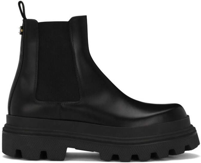 Dolce  Gabbana brushed leather Chelsea boots Black