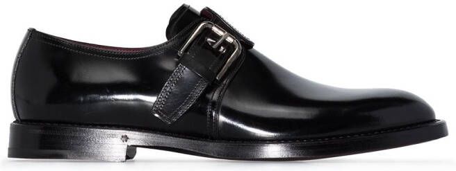 Dolce  Gabbana brushed leather monk shoes Black