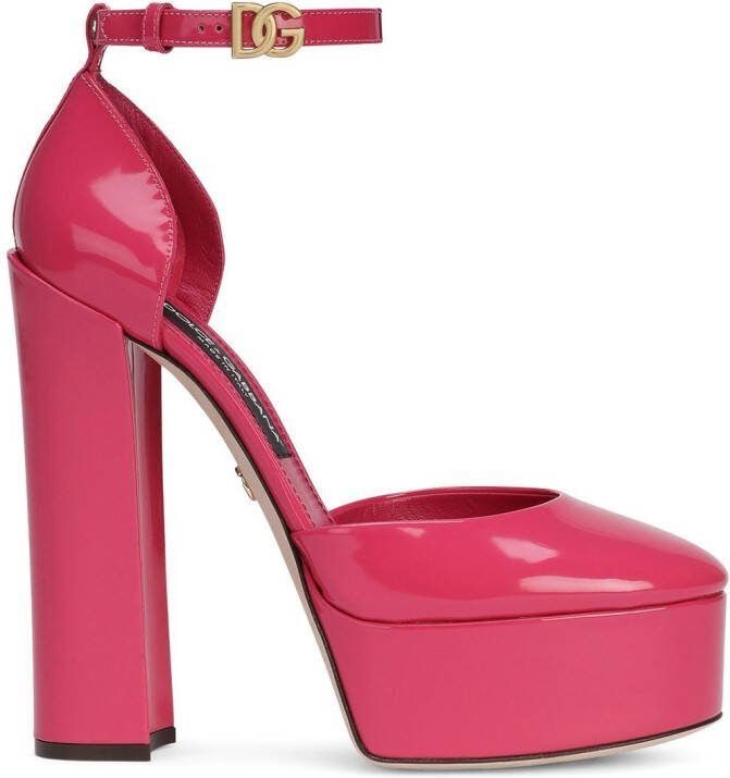 Dolce  Gabbana 145mm patent-leather platform pumps Pink