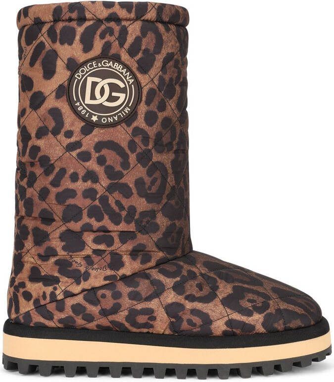 Dolce  Gabbana City leopard-print boots Brown