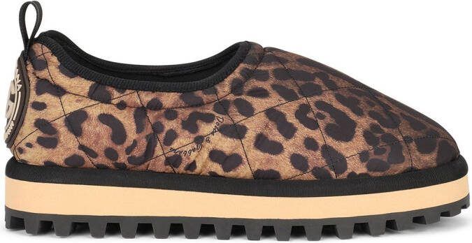 Dolce  Gabbana City leopard-print slip-on shoes Brown