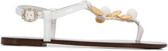 Dolce  Gabbana bead-embellished sandals White
