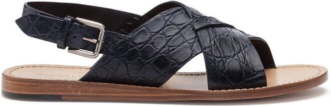 Dolce  Gabbana crossover-strap leather sandals Blue