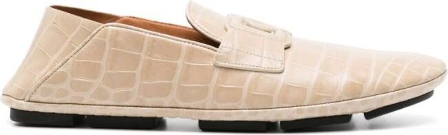 Dolce  Gabbana crocodile-effect leather loafers Neutrals