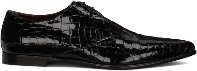 Dolce  Gabbana crocodile-embossed Derby shoes Black