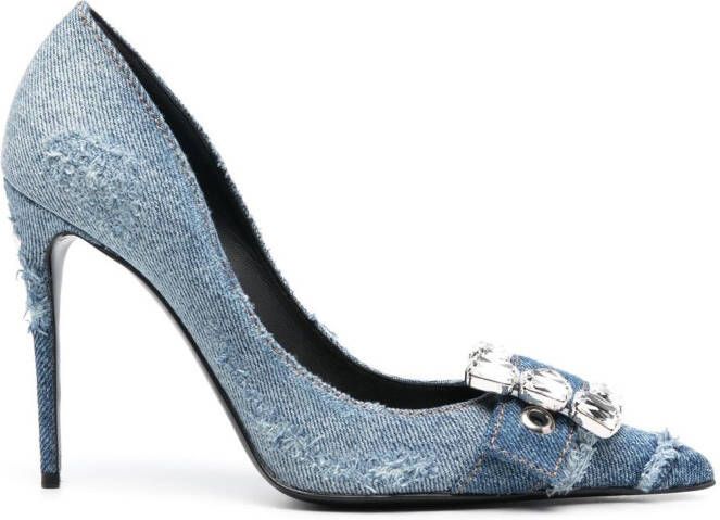 Dolce  Gabbana crystal-embellished denim pumps Blue